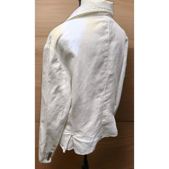 Talbots Jacket Size 12 White Irish Linen Blend Button Pockets - Picture 5 of 8